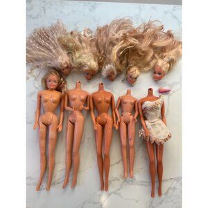 Vintage Barbie Doll Parts Collection With Blonde Heads & Bodies